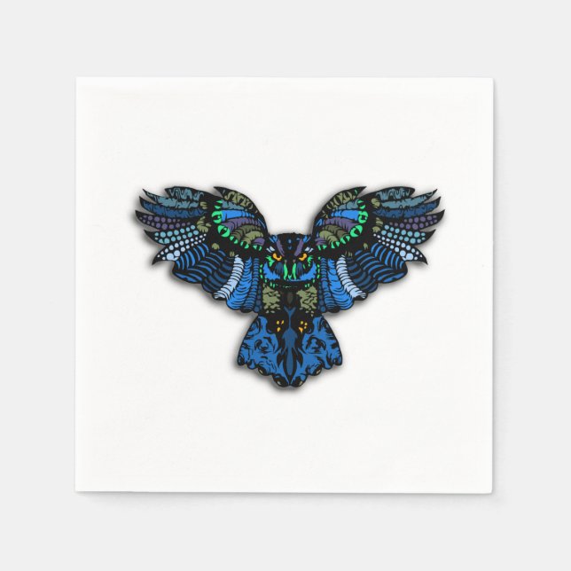 Blue Owl Paper Napkins (Front)