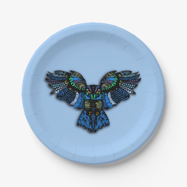 Blue Owl Paper Plates (Front)