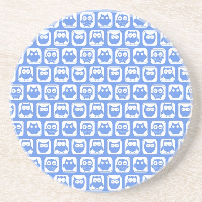 Blue Owl Pattern Sandstone Coaster (Front)