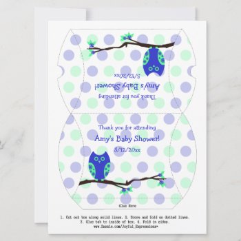 Blue Owl Personalized Baby Shower Pillow Favor Box by Joyful_Expressions at Zazzle