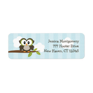 Blue Owl Return Address Labels Custom