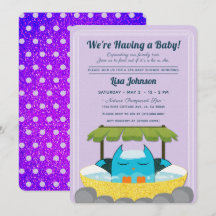 Blue Owl Spa Purple Glitter Polka Dots Baby Shower