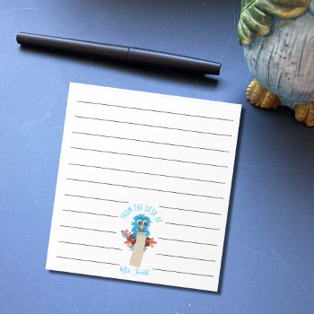 Blue Owl Teacher Lined Notepad by ArianeC at Zazzle