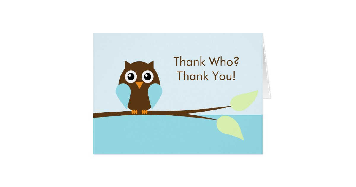 Blue Owl Thank You Cards | Zazzle