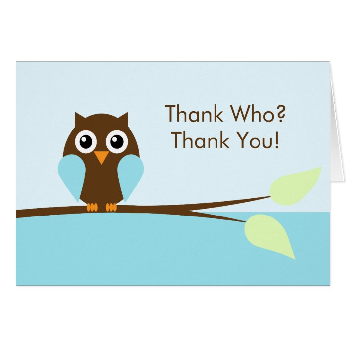 Blue Owl Thank You Cards | Zazzle