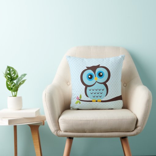 Blue Owl Throw Pillow Zazzle