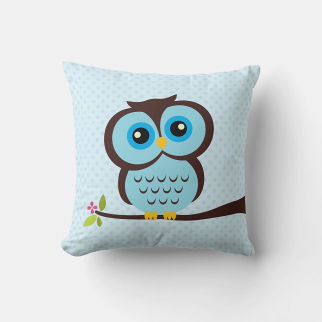 Blue Owl Throw Pillow (Front)