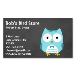 Blue Owl Wearing Bow Tie Business Card Magnet
