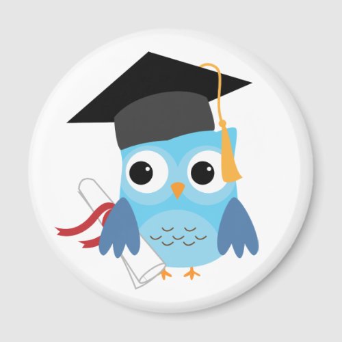 Blue Owl with Diploma Graduation Magnet