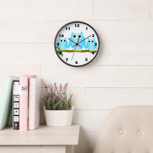 Blue Owls Design Clock