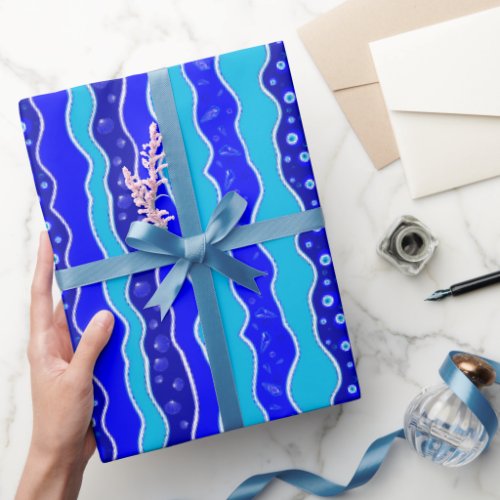 Blue Oyster Evil Eye Bead Wrapping Paper