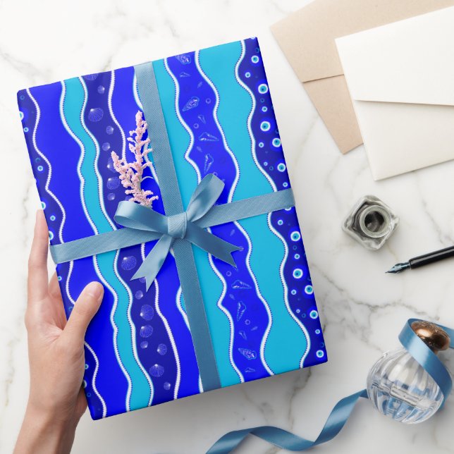 Blue Oyster Evil Eye Bead Wrapping Paper (Gifting)