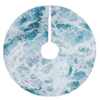 Blue Pacific Ocean Wave Brushed Polyester Tree Skirt