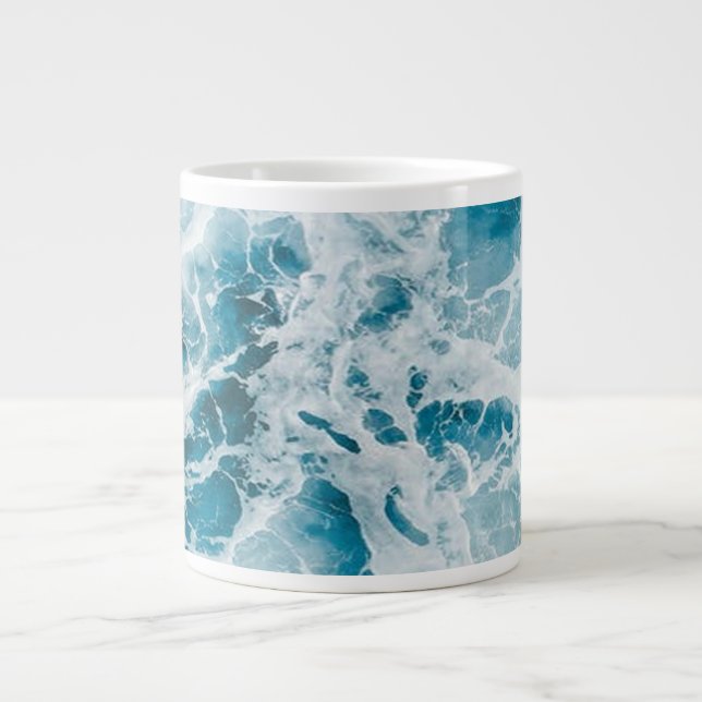 Blue Pacific Ocean Wave Giant Coffee Mug (Front)