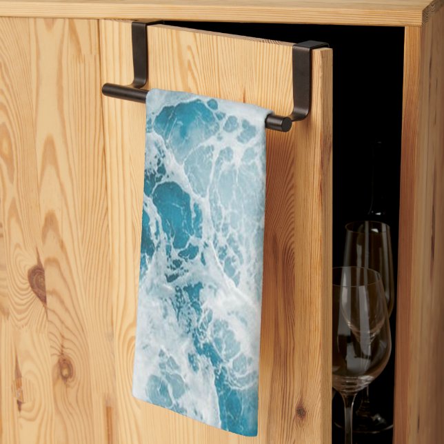 Blue Pacific Ocean Wave Kitchen Towel (Thirds Fold)