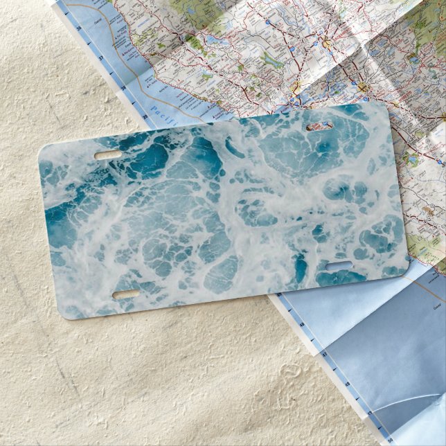 Blue Pacific Ocean Wave License Plate (In Situ)