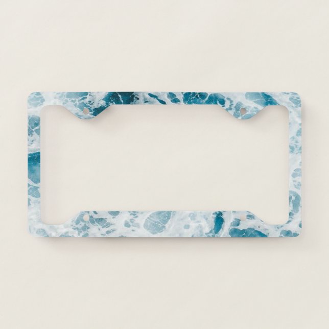 Blue Pacific Ocean Wave License Plate Frame (Front)