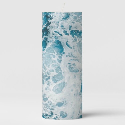 Blue Pacific Ocean Wave Pillar Candle