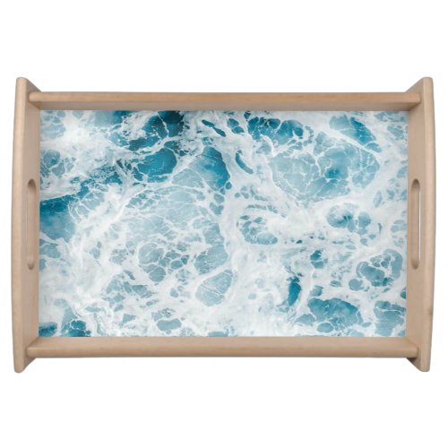 Blue Pacific Ocean Wave Serving Tray