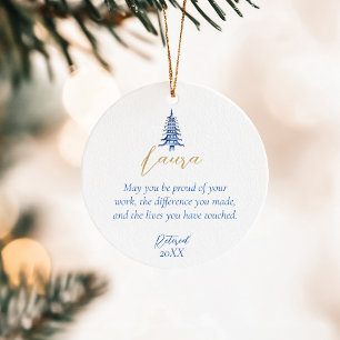 Blue Pagoda Christmas Tree Retirement 1-Photo Ceramic Ornament