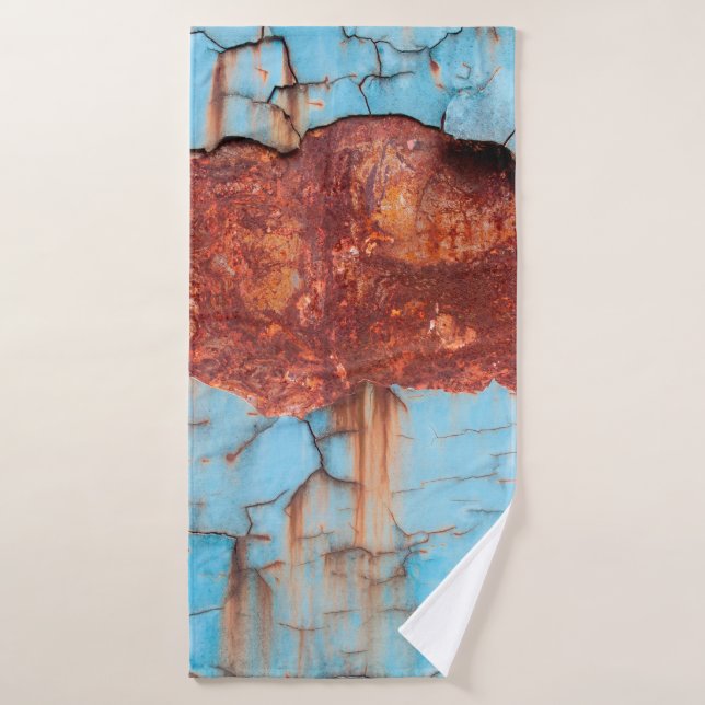 Blue paint and rust texture old, paint, texture, a bath towel (Bath Towel)