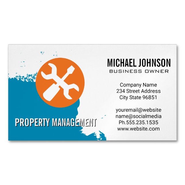 Blue Paint | Carpentry Hand Tools Business Card Magnet (Front)
