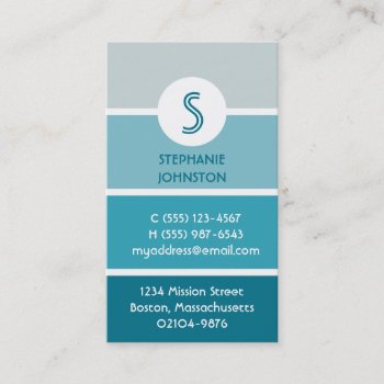 Blue Paint Chip Modern Monogram Personal Calling Business Card by FidesDesign at Zazzle