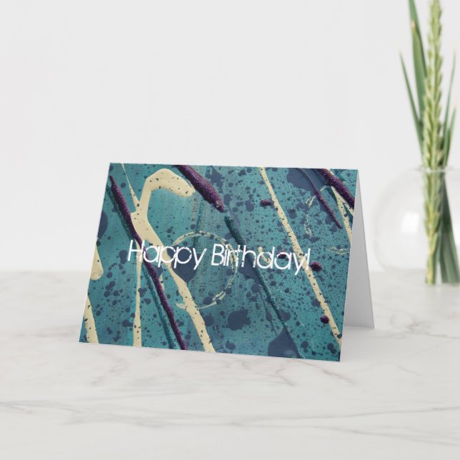 Blue Paint Play, Happy Birthday! Card (Front)