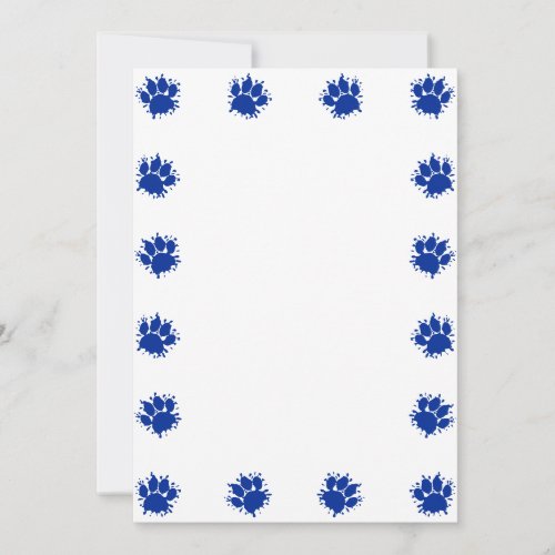 Blue Paint Splatter Dog Paw Prints DIY Card