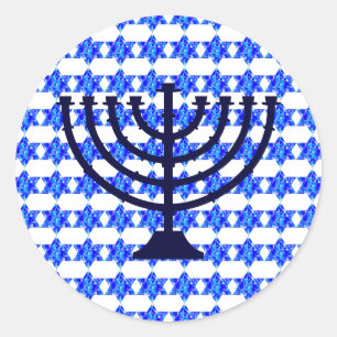 Blue Paint Splatter Jewish Stars Classic Round Sticker