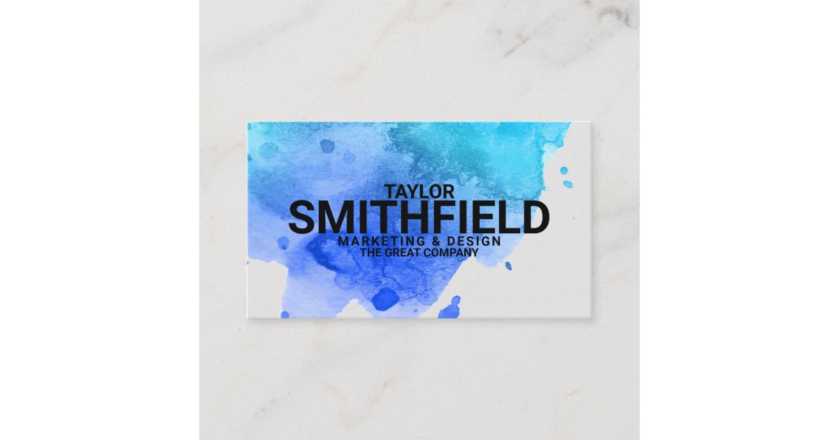 Blue Paint Splatter Modern Business Card | Zazzle