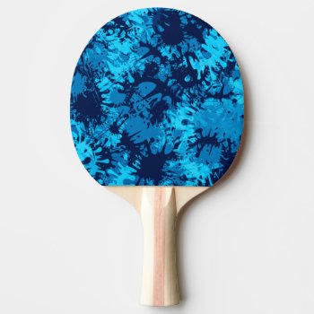 Blue Paint Splatter Ping-pong Paddle by PatternswithPassion at Zazzle