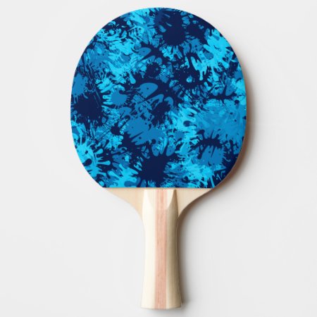 Blue Paint Splatter Ping-pong Paddle