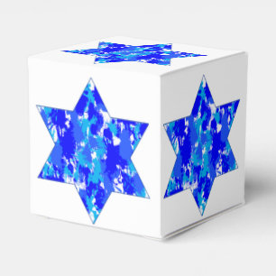 Blue Paint Splatter Stars Favor Boxes