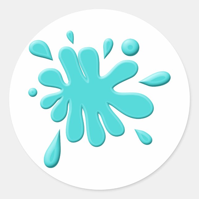 Blue Paint Splodge Classic Round Sticker (Front)