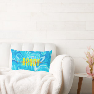 Blue Paint Swirl I LOVE SURFING NAME Ocean Water Lumbar Pillow