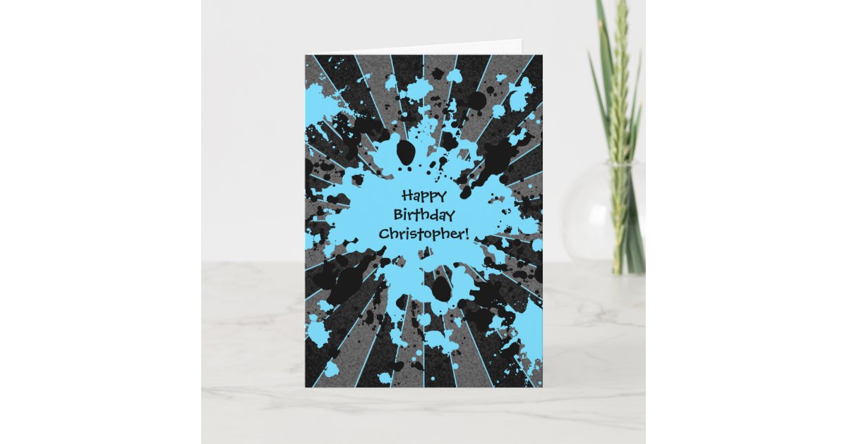 Blue paintball Happy Birthday Card Zazzle