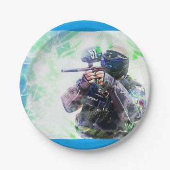 Blue Paintball Paper Plates by DeadlyCouturePhoto at Zazzle