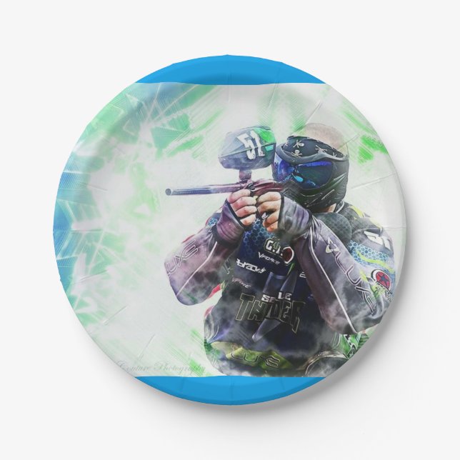 Blue Paintball Paper Plates (Front)