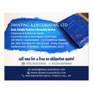 Blue Paintbrush, Painter & Decorator Advertising Flyer