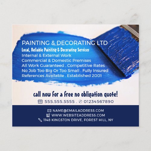 Blue Paintbrush Painter  Decorator Advertising Flyer