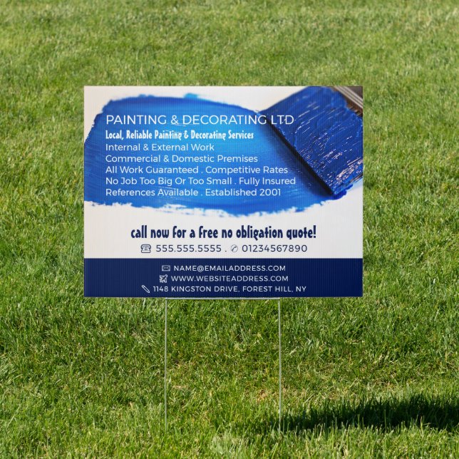 Blue Paintbrush, Painter & Decorator Advertising Sign (Insitu)