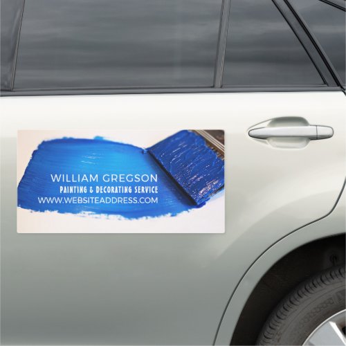 Blue Paintbrush Painter  Decorator Car Magnet