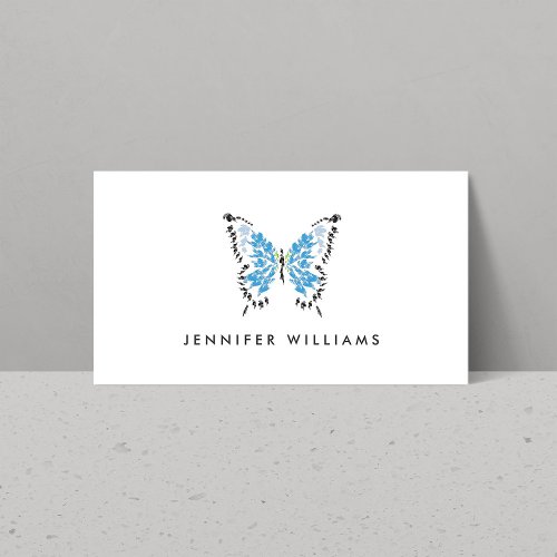 Blue Painted Butterfly Logo on White Business Card