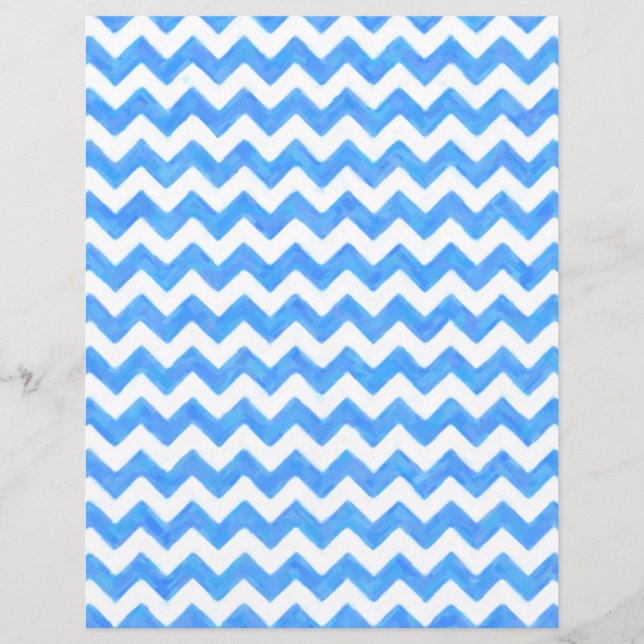Blue Painted Chevron Scrapbook Paper Design (Front)
