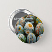 Blue Painted Easter Eggs Button (Front & Back)