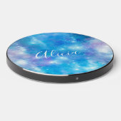 Blue Painted Galaxy Monogrammed  Wireless Charger (Front 2)