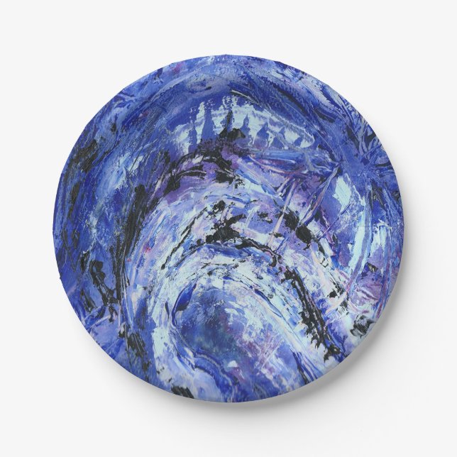 Blue Painted Paper Plates (Front)