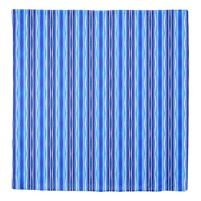 Blue Painted Stripes Duvet Cover (Back)