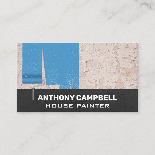 Blue Painted Textured Wall  Paint Roller Business Card